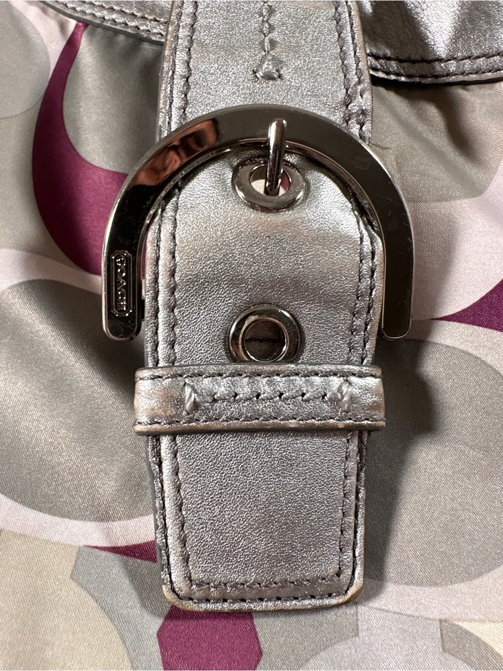 Coach Soho Scarf Print Shoulder Bag Purple Gray Silver Retro Y2K F17135 Vintage